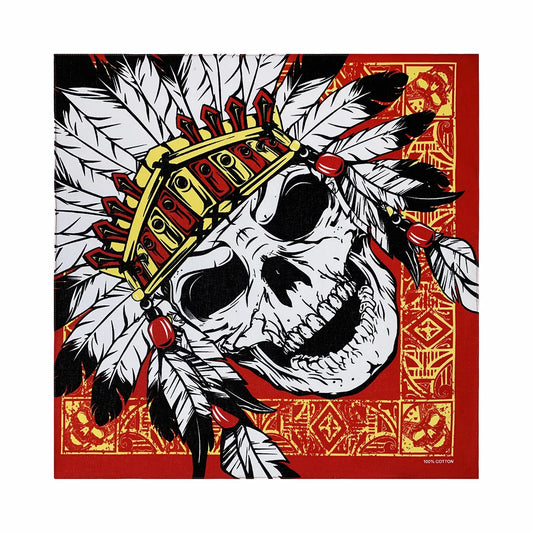 Cotton Bandana Skull Print Square Scarf Headband for Men & Women