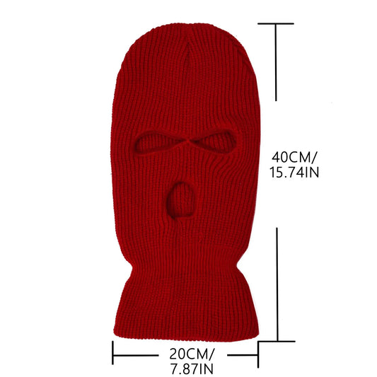 3 Hole Balaclava Ski Mask Windproof Knit Winter Face Cover