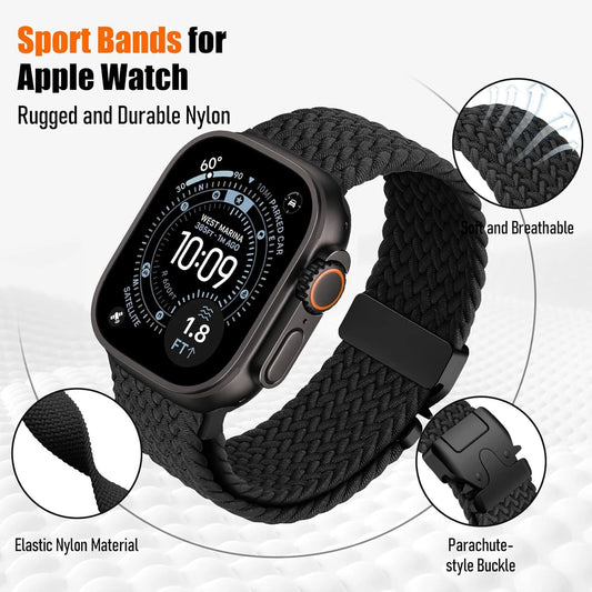 Braided Nylon Watch Band with Parachute Strap for 41mm–49mm Watches