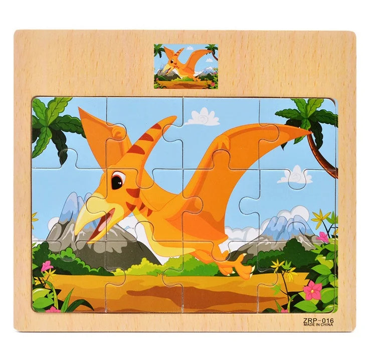 Wooden Puzzle for Kids 9/12 Piece Animal & Vehicle Learning Toy