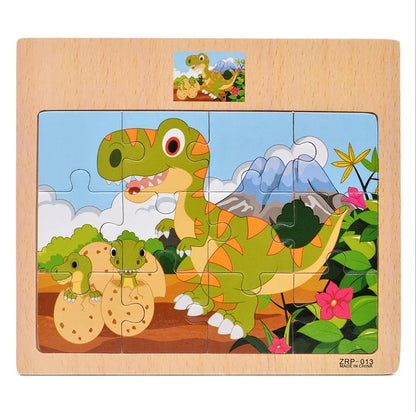 Wooden Puzzle for Kids 9/12 Piece Animal & Vehicle Learning Toy