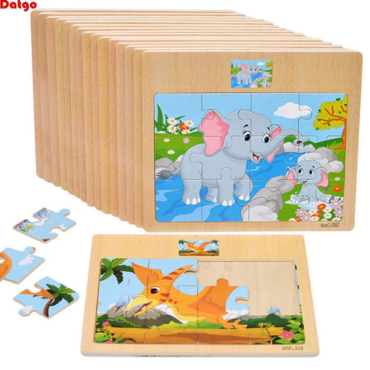 Wooden Puzzle for Kids 9/12 Piece Animal & Vehicle Learning Toy