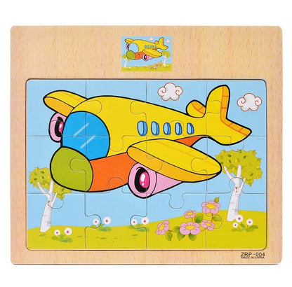 Wooden Puzzle for Kids 9/12 Piece Animal & Vehicle Learning Toy