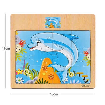 Wooden Puzzle for Kids 9/12 Piece Animal & Vehicle Learning Toy