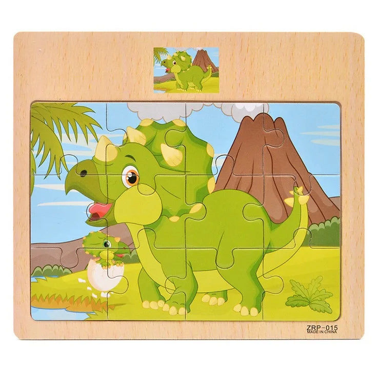 Wooden Puzzle for Kids 9/12 Piece Animal & Vehicle Learning Toy