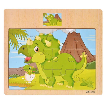 Wooden Puzzle for Kids 9/12 Piece Animal & Vehicle Learning Toy