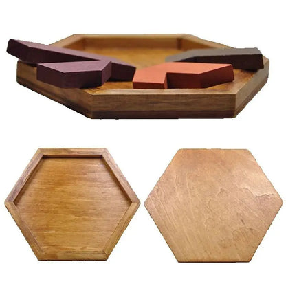 Wooden Geometric Puzzle Shape Sorting Educational Brain Teaser for Kids