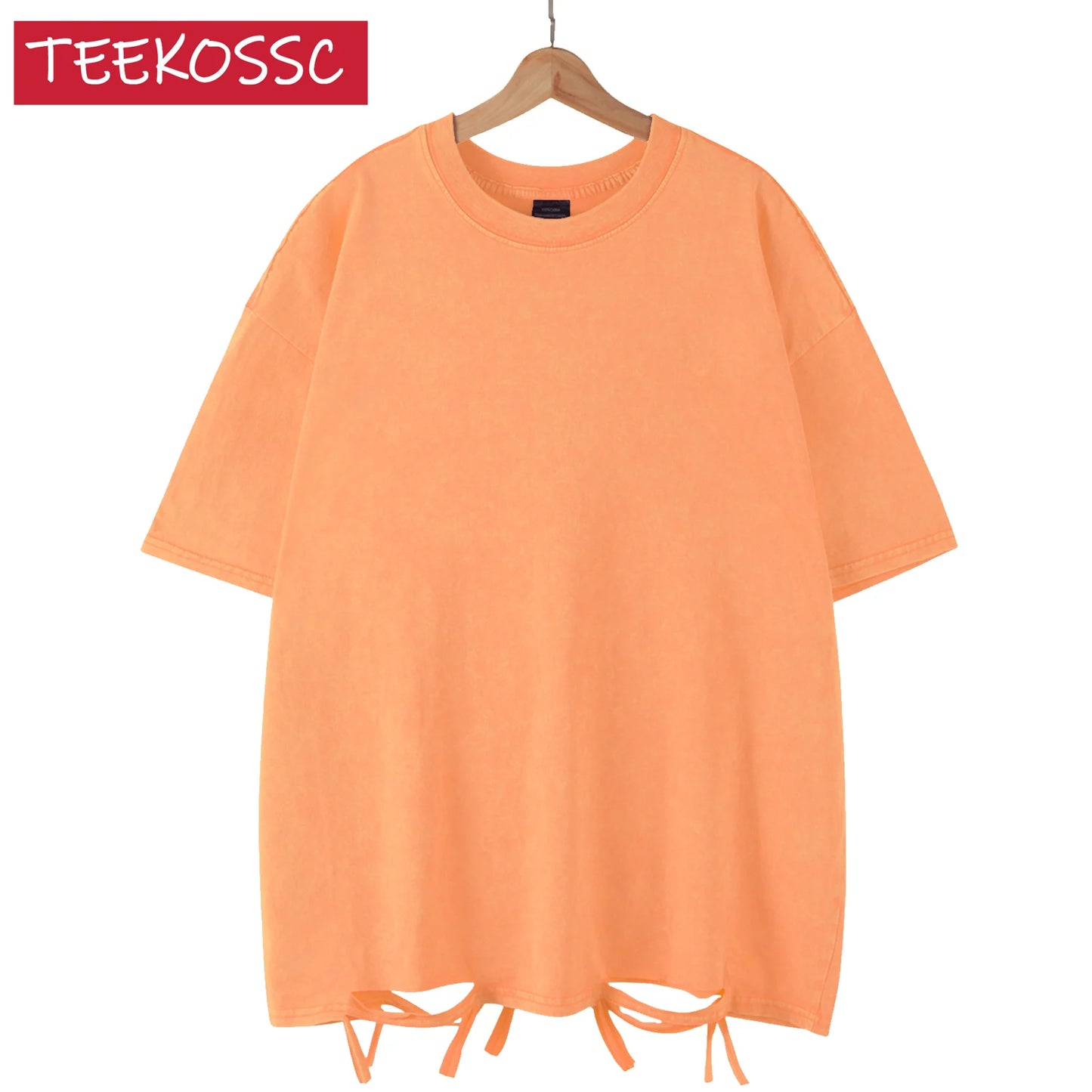 American Style Retro Heavyweight Solid Color Short Sleeved T-shirt Men Women Summer Street Trendy Washed Old Oversized Clothes