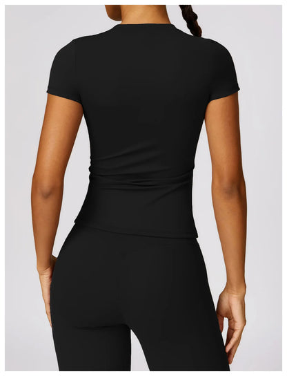 Women's Running T Shirt Breathable Short Sleeve Gym Fitness Top