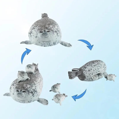Seal Plush Toy 5-Piece Stuffed Animal Set with Zipper 40cm