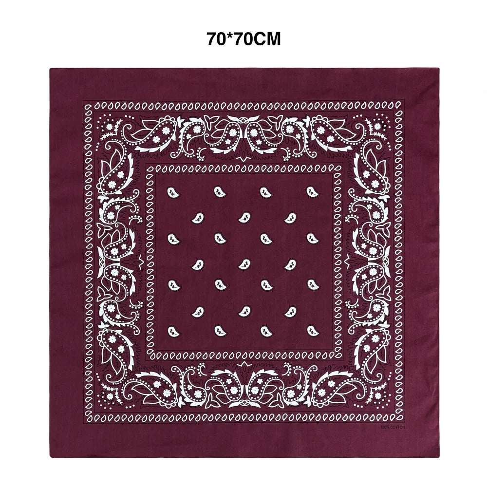 Cotton Bandana 70cm Paisley Square Scarf Headband for Men & Women