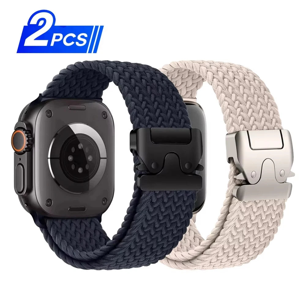 Braided Nylon Watch Band with Parachute Strap for 41mm–49mm Watches