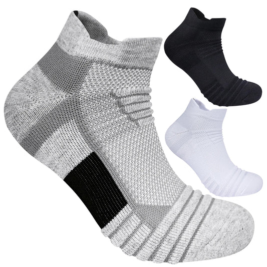 Sports Terry Socks Cushioned Moisture Wicking Ankle Socks 3 Pairs