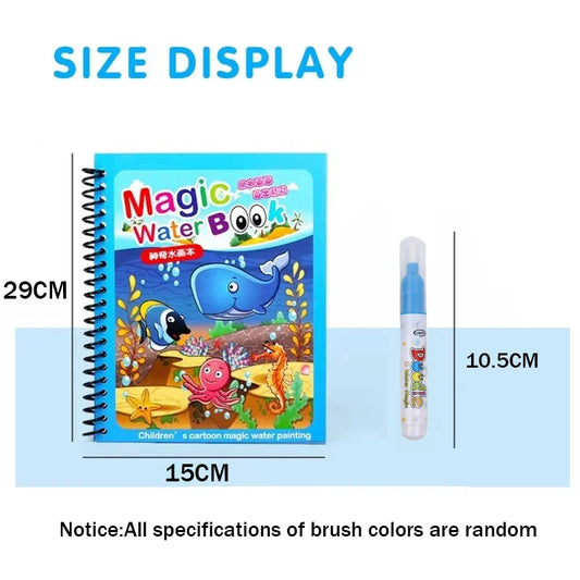 Magic Water Drawing Book Reusable Mess Free Coloring Book for Kids