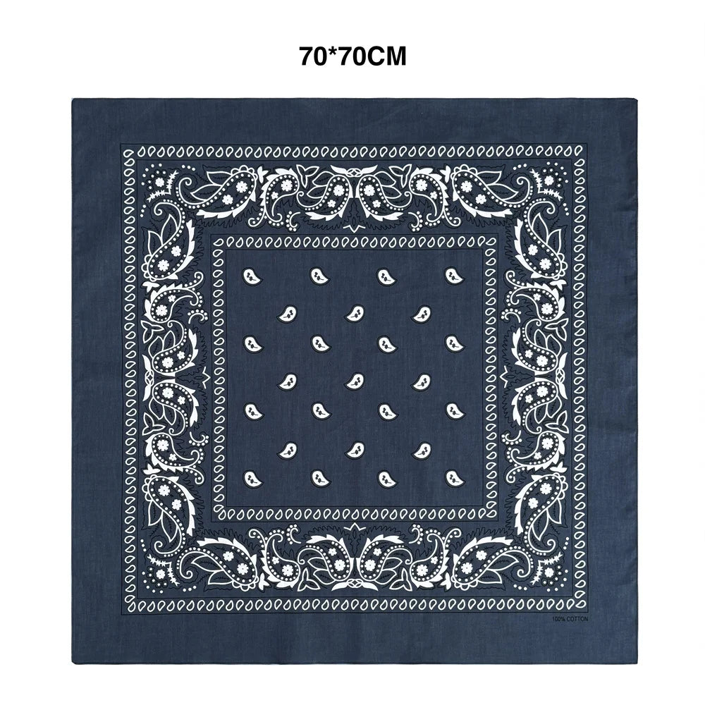 Cotton Bandana 70cm Paisley Square Scarf Headband for Men & Women