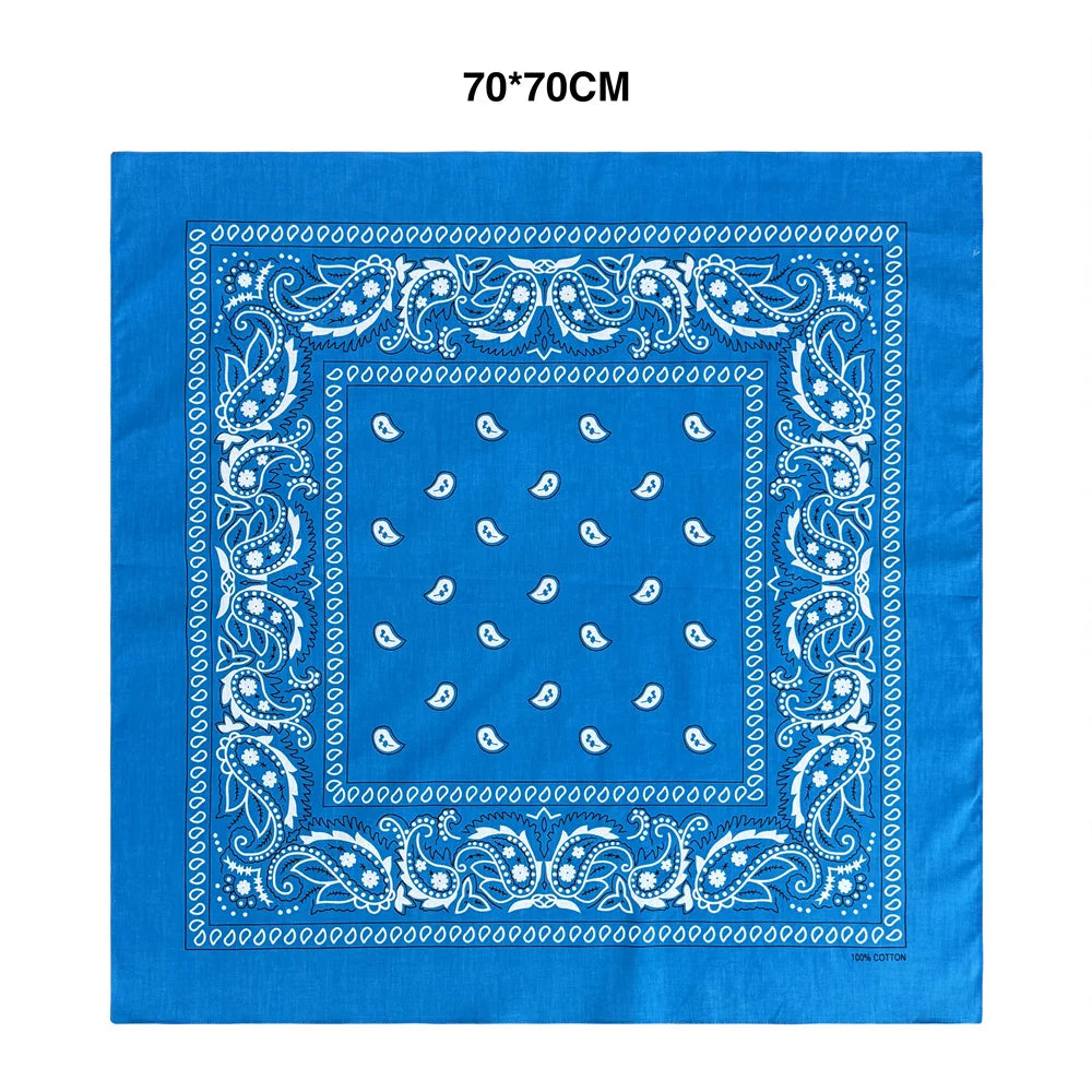 Cotton Bandana 70cm Paisley Square Scarf Headband for Men & Women