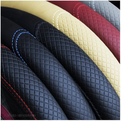 Leather Steering Wheel Cover Universal Non Slip 37-38cm