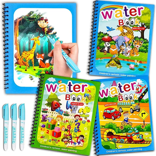Magic Water Drawing Book Reusable Mess-Free Coloring Book for Kids