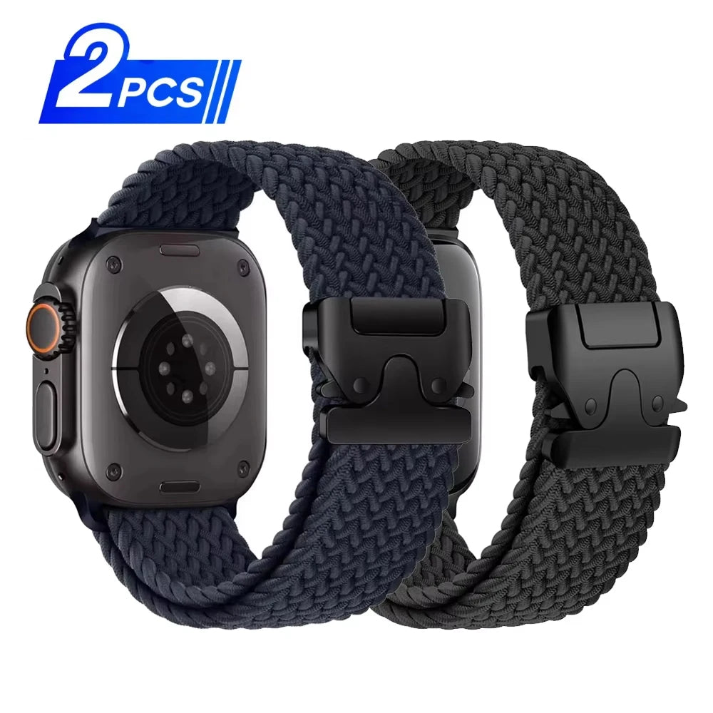Braided Nylon Watch Band with Parachute Strap for 41mm–49mm Watches