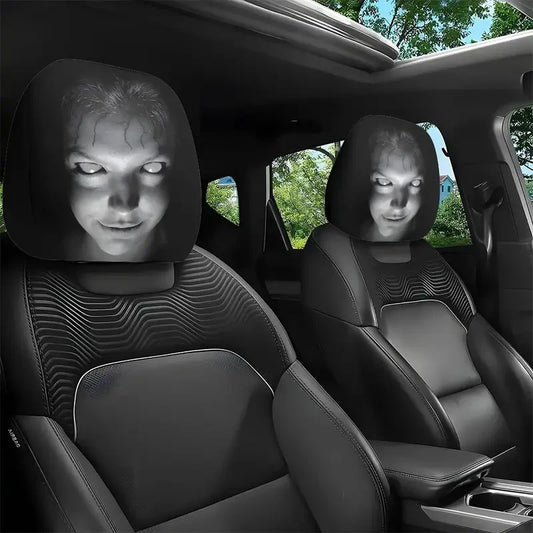 Car Headrest Covers 2-Pack Horror Print Universal Seat Protection