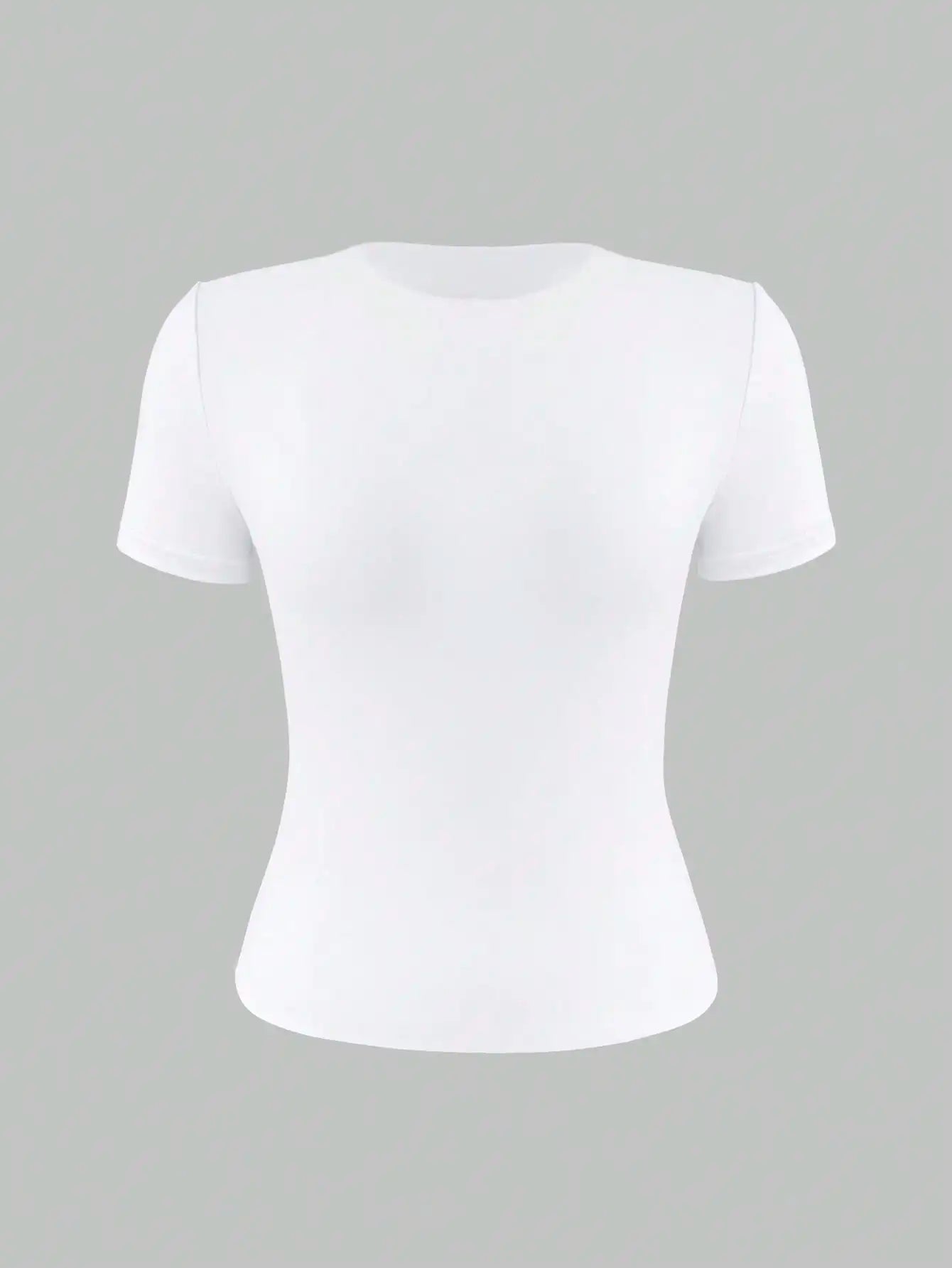 Women's White Fitted T-Shirt Short Sleeve Casual Crew Neck Tee