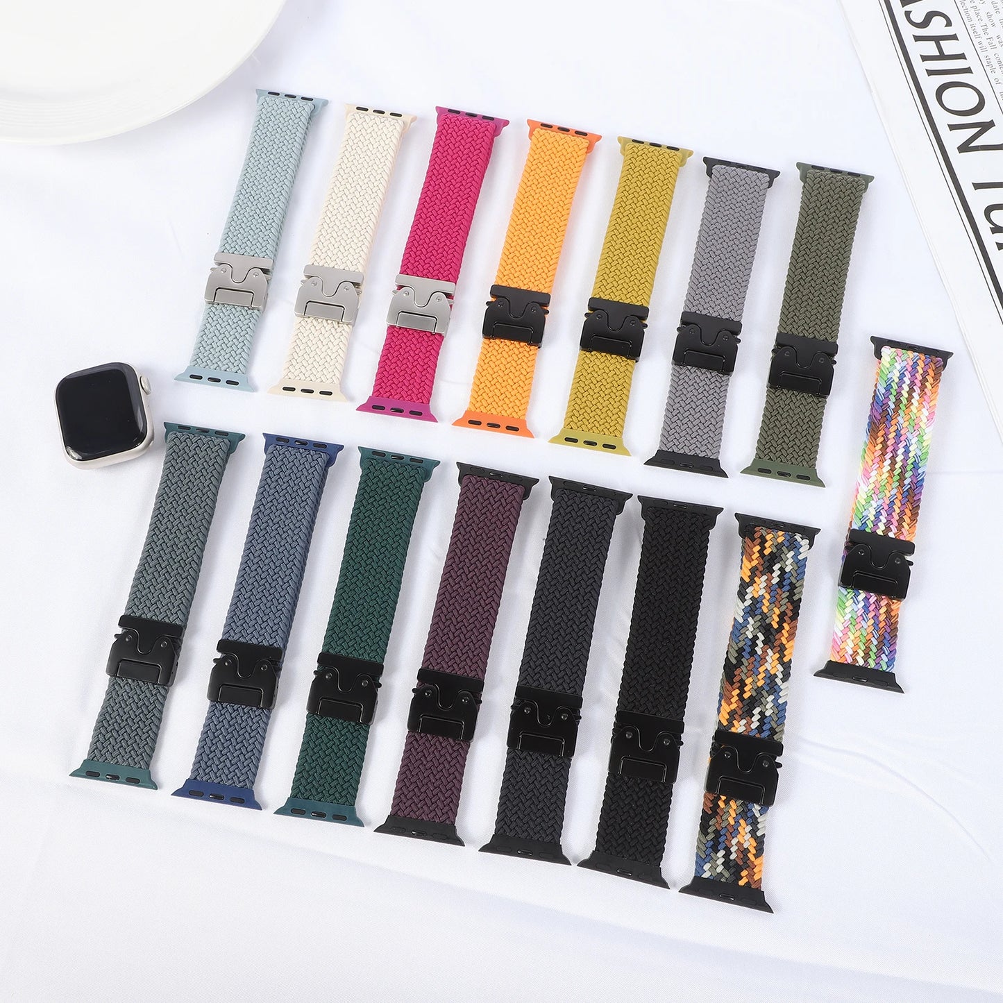 Braided Nylon Watch Band with Parachute Strap for 41mm–49mm Watches