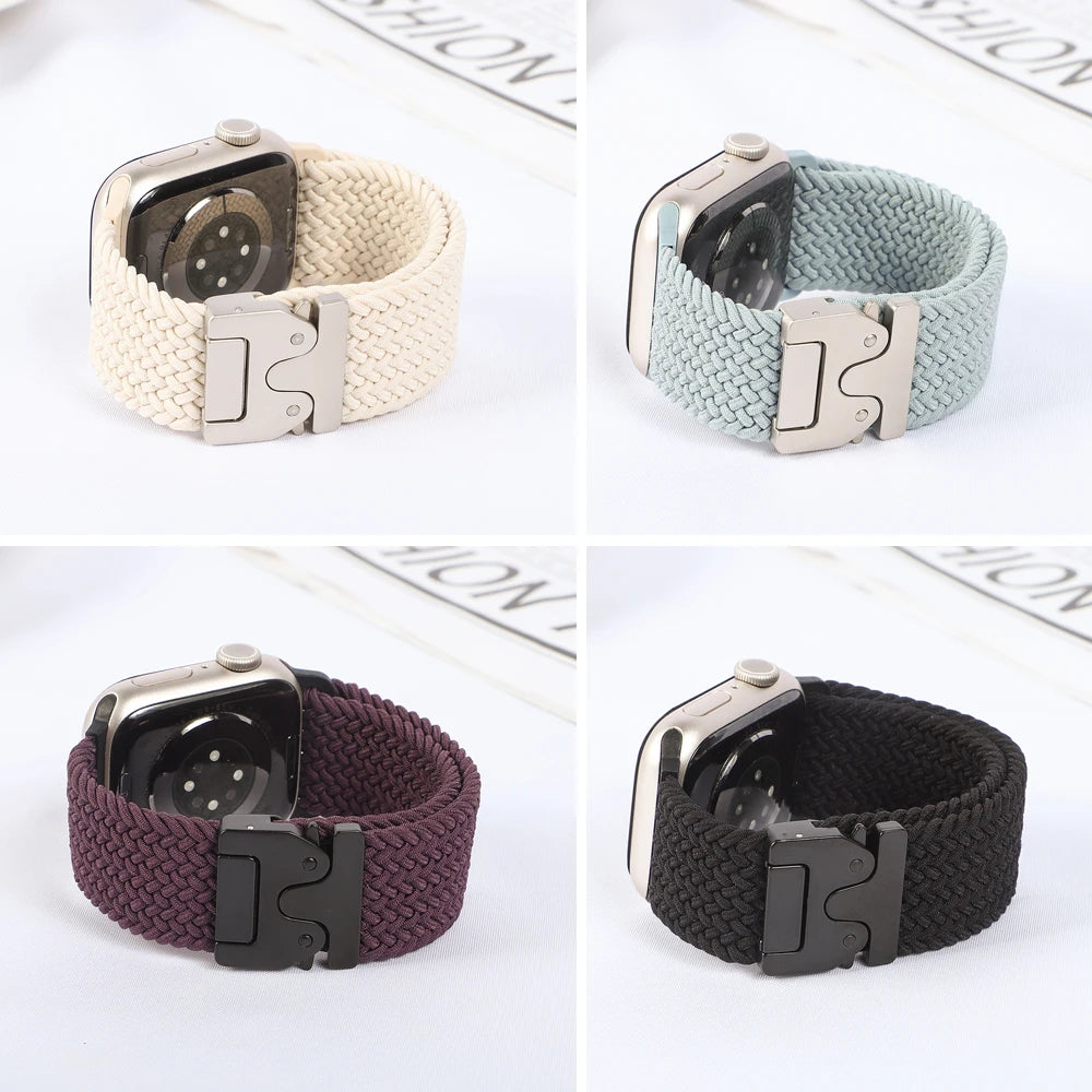Braided Nylon Watch Band with Parachute Strap for 41mm–49mm Watches