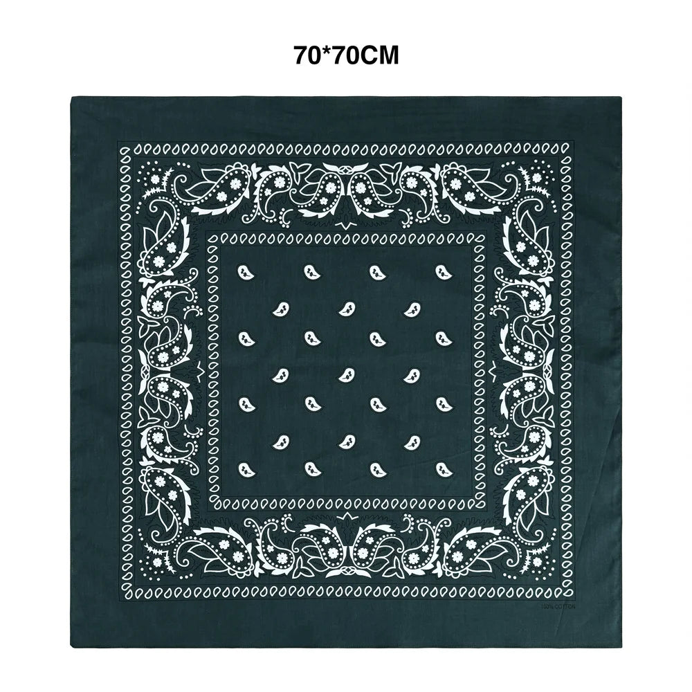 Cotton Bandana 70cm Paisley Square Scarf Headband for Men & Women