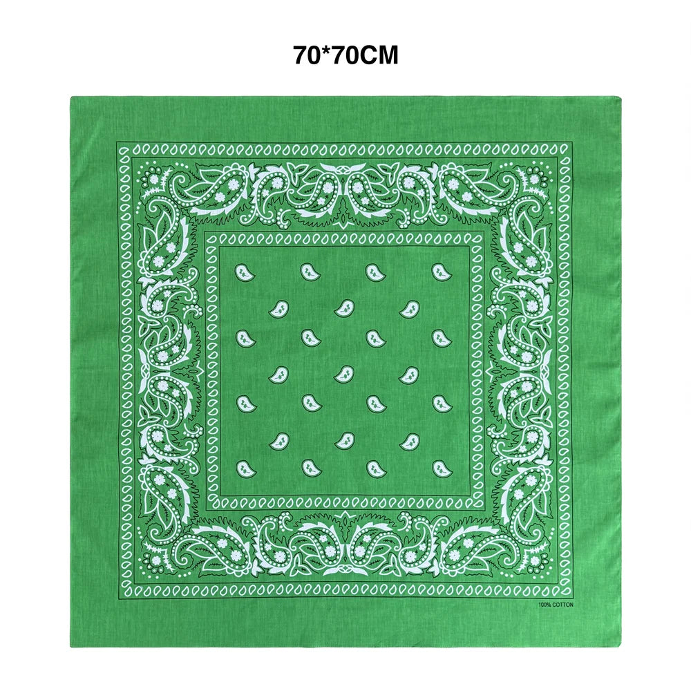 Cotton Bandana 70cm Paisley Square Scarf Headband for Men & Women