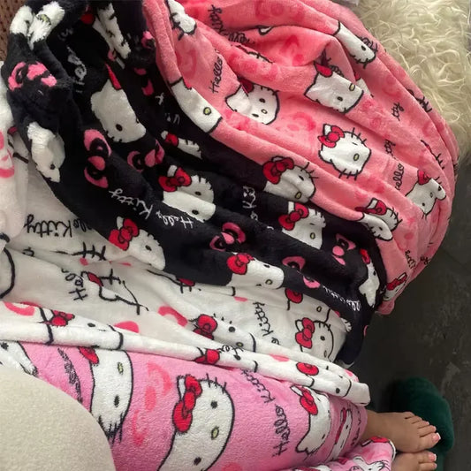 Women’s Pajama Pants with Cute Cartoon Print and Elastic Waist