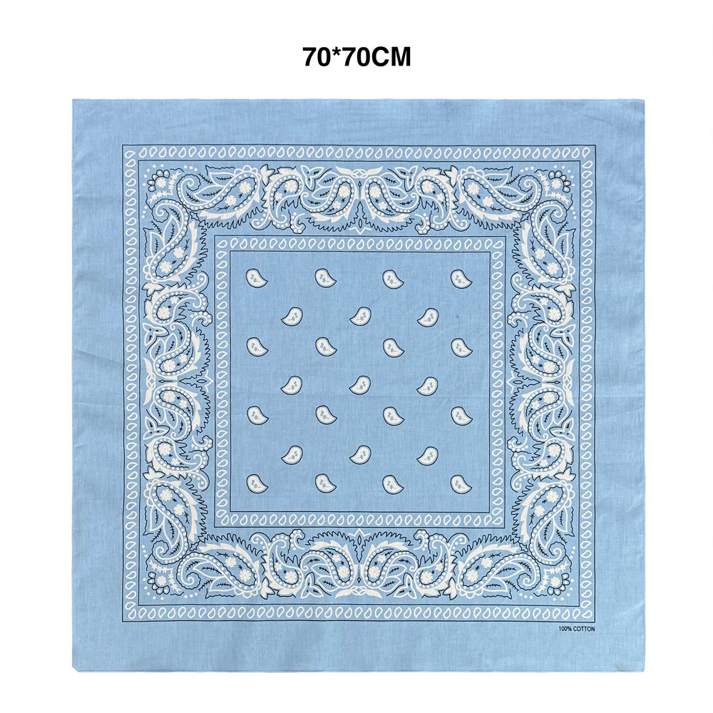 Cotton Bandana 70cm Paisley Square Scarf Headband for Men & Women