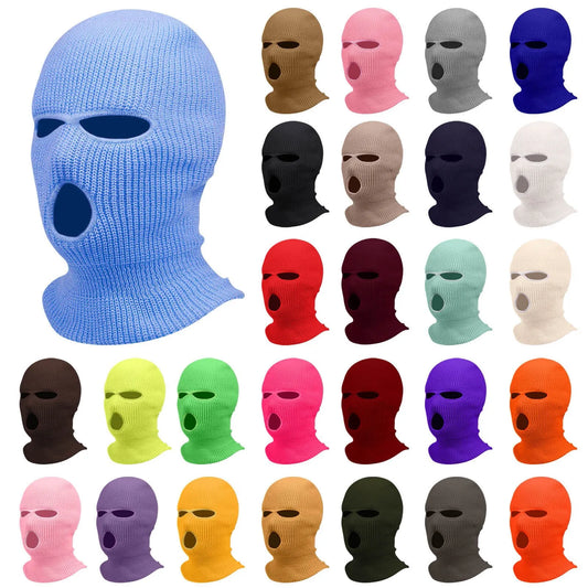 3 Hole Balaclava Ski Mask Windproof Knit Winter Face Cover