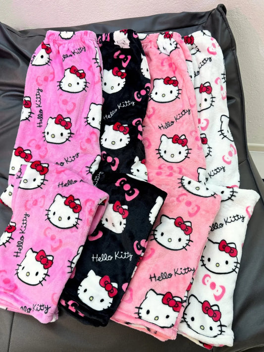 Women’s Pajama Pants with Cute Cartoon Print and Elastic Waist