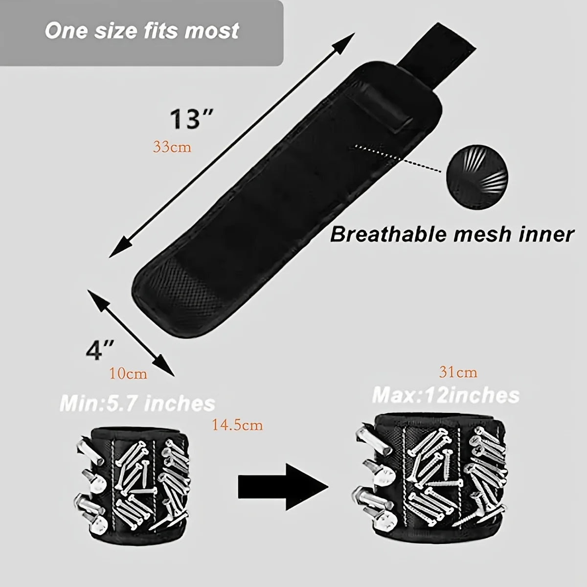 Magnetic Wristband for Screws, Nails & Drill Bits Tool Holder