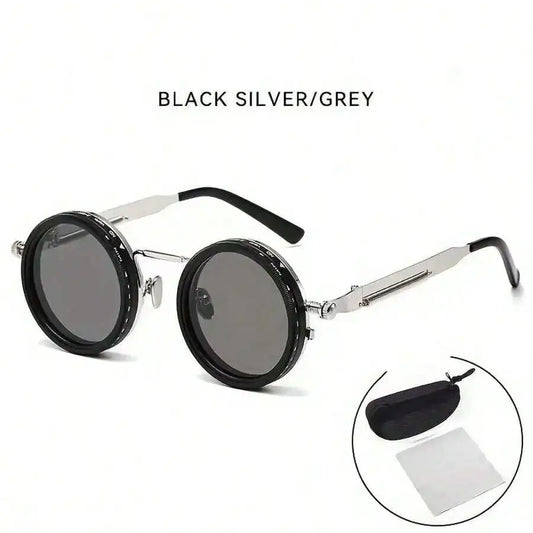 Steampunk Sunglasses with Round Polarized UV400 Lenses