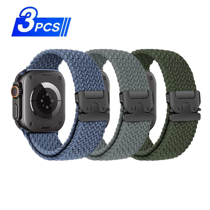 Braided Nylon Watch Band with Parachute Strap for 41mm–49mm Watches