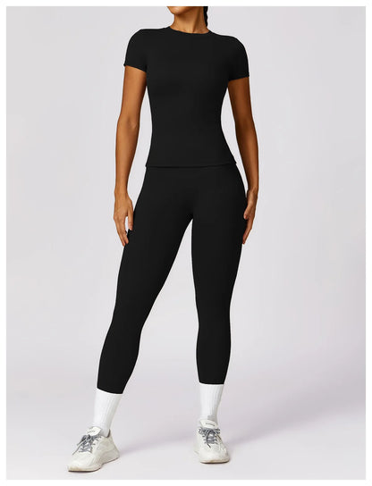 Women's Running T Shirt Breathable Short Sleeve Gym Fitness Top