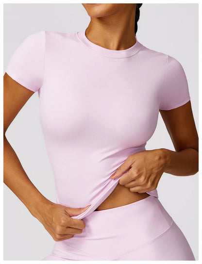 Women's Running T Shirt Breathable Short Sleeve Gym Fitness Top