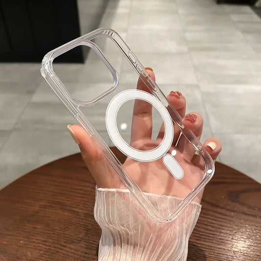 Magnetic Transparent Phone Case with Wireless Charging Support