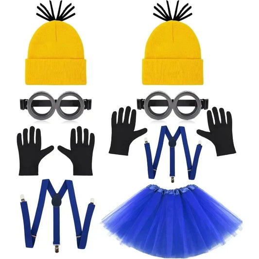 Yellow Costume Accessory Set with Beanie, Goggles and Gloves