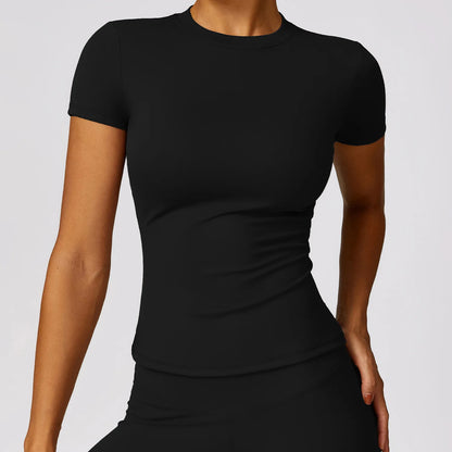 Women's Running T Shirt Breathable Short Sleeve Gym Fitness Top