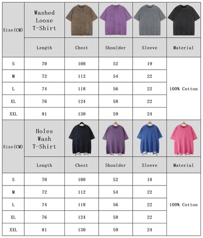 American Style Retro Heavyweight Solid Color Short Sleeved T-shirt Men Women Summer Street Trendy Washed Old Oversized Clothes