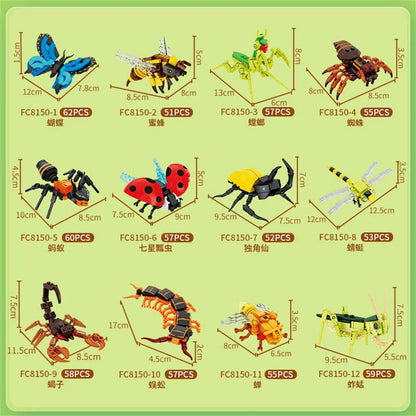 Insect Building Block Set DIY Animal Construction Toy for Kids