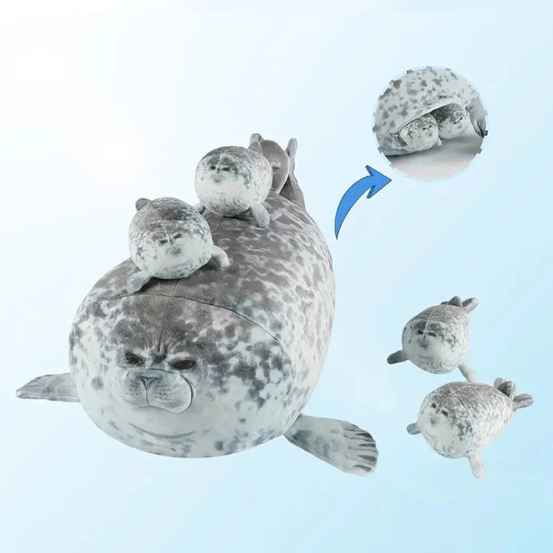 Seal Plush Toy 5-Piece Stuffed Animal Set with Zipper 40cm