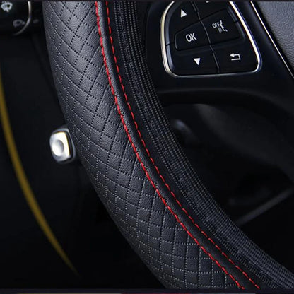 Leather Steering Wheel Cover Universal Non Slip 37-38cm