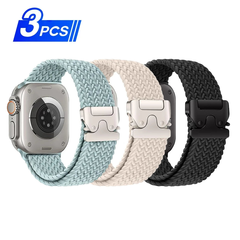 Braided Nylon Watch Band with Parachute Strap for 41mm–49mm Watches