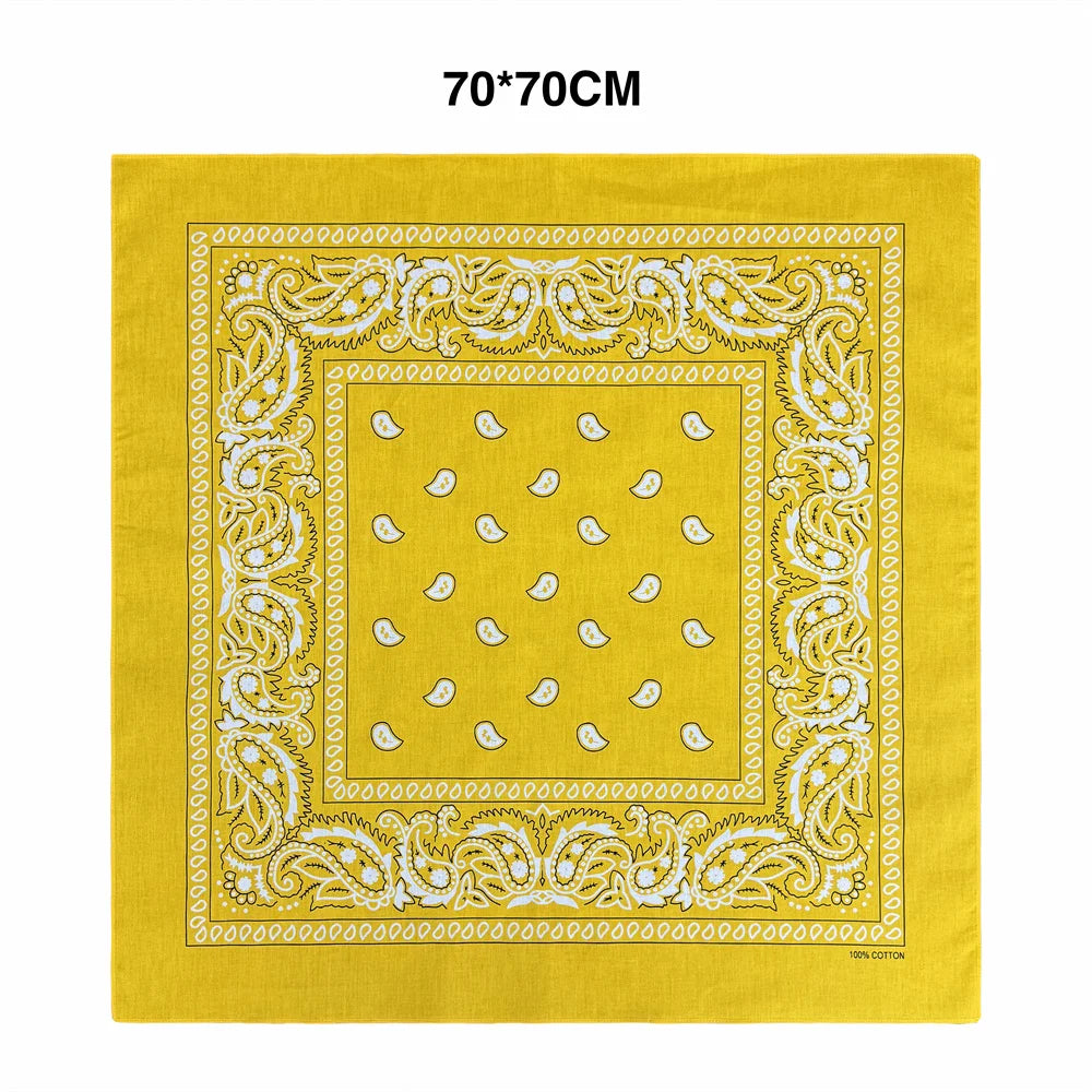Cotton Bandana 70cm Paisley Square Scarf Headband for Men & Women