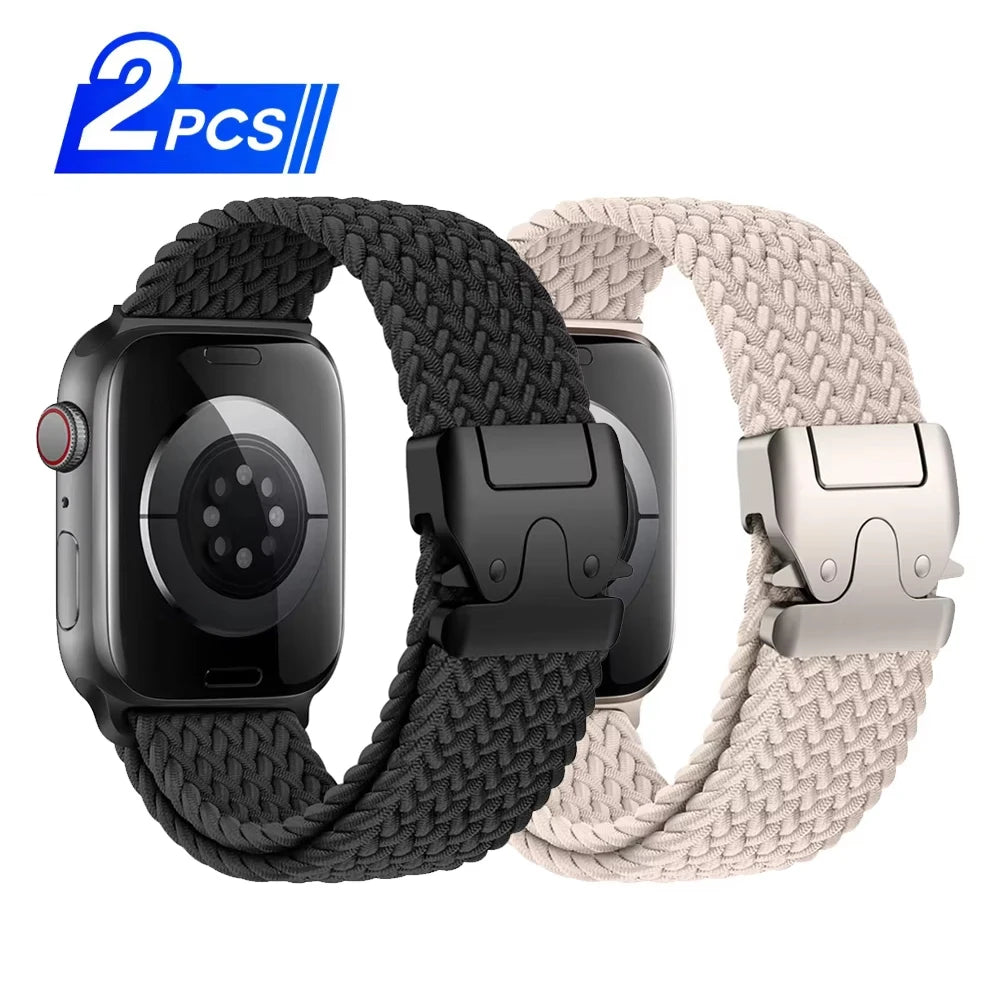 Braided Nylon Watch Band with Parachute Strap for 41mm–49mm Watches
