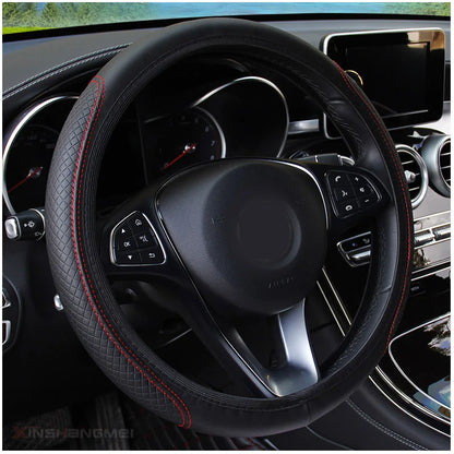 Leather Steering Wheel Cover Universal Non Slip 37-38cm