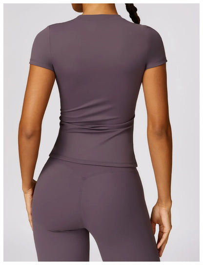 Women's Running T Shirt Breathable Short Sleeve Gym Fitness Top
